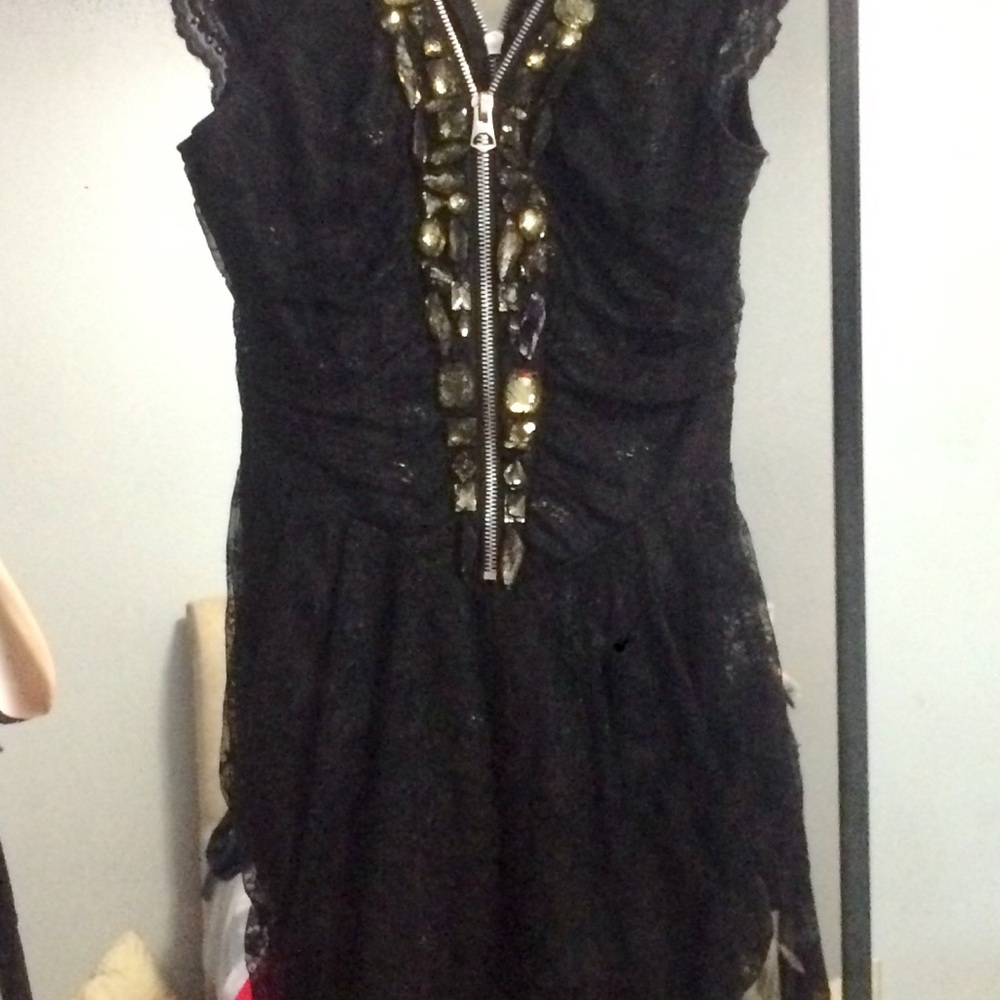 Bebe Addition jeweled black lace dress - Picture 2 of 6